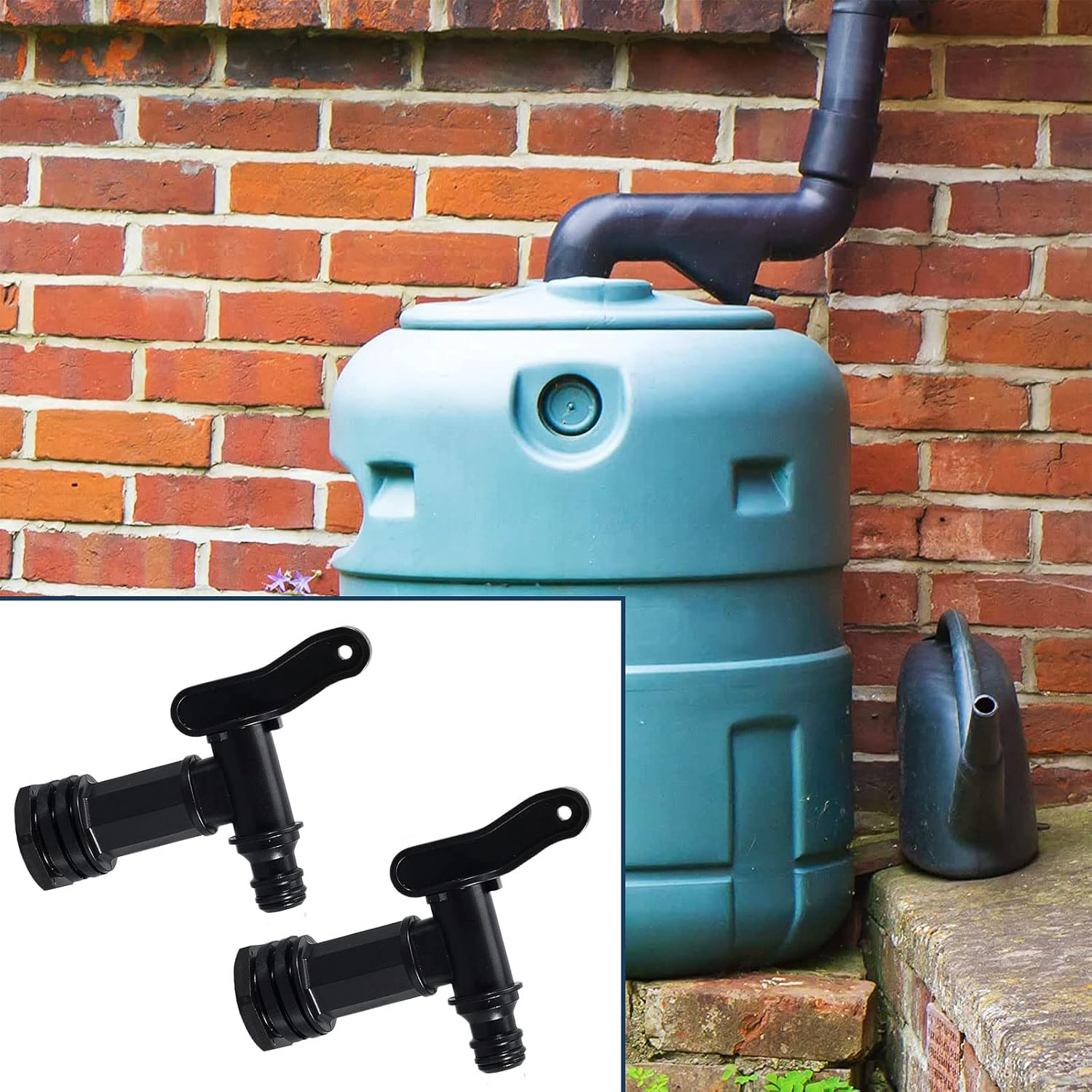 Water Butt Tap Replacement Taps with Nut,Plastic Tap for Water Butt Hose Connector,Ibc Tank Fitting Adapter,Click Fit Water Hose Pipe Rain Barrel Tap,Storage Tank Threaded Connection Taps for Garden