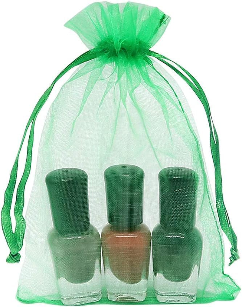 100Pcs Organza Bags, 10X15 CM Mesh Bags Drawstring Gift Bags Jewelry Pouches for Candy Wedding Favors Christmas - Green image number 5