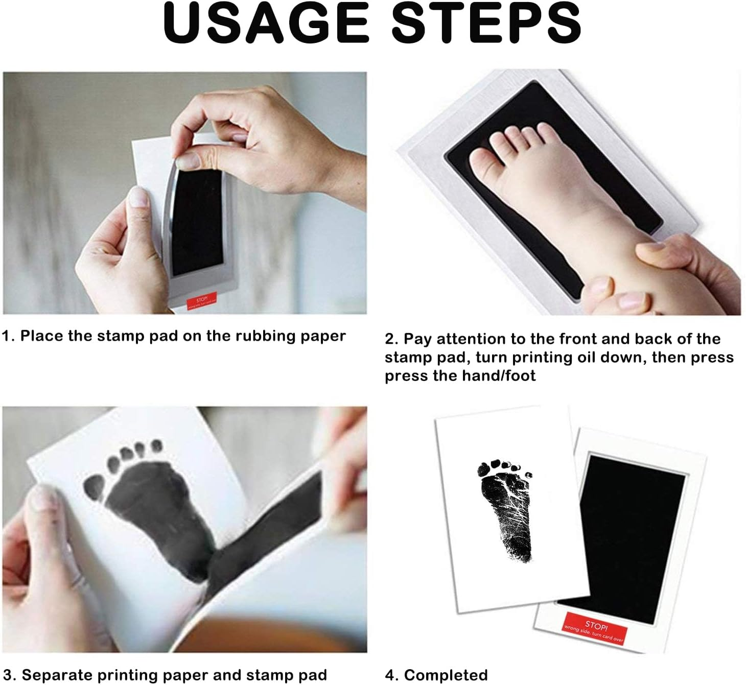 12-Pack Imprint Cards & 6 Baby Handprint Ink Pads, Inkless Hand and Footprint Kit for Newborn Baby Gifts, Dog Paw Print Kit, Dog Nose Print Kit, Baby Foot Printing Kit image number 4