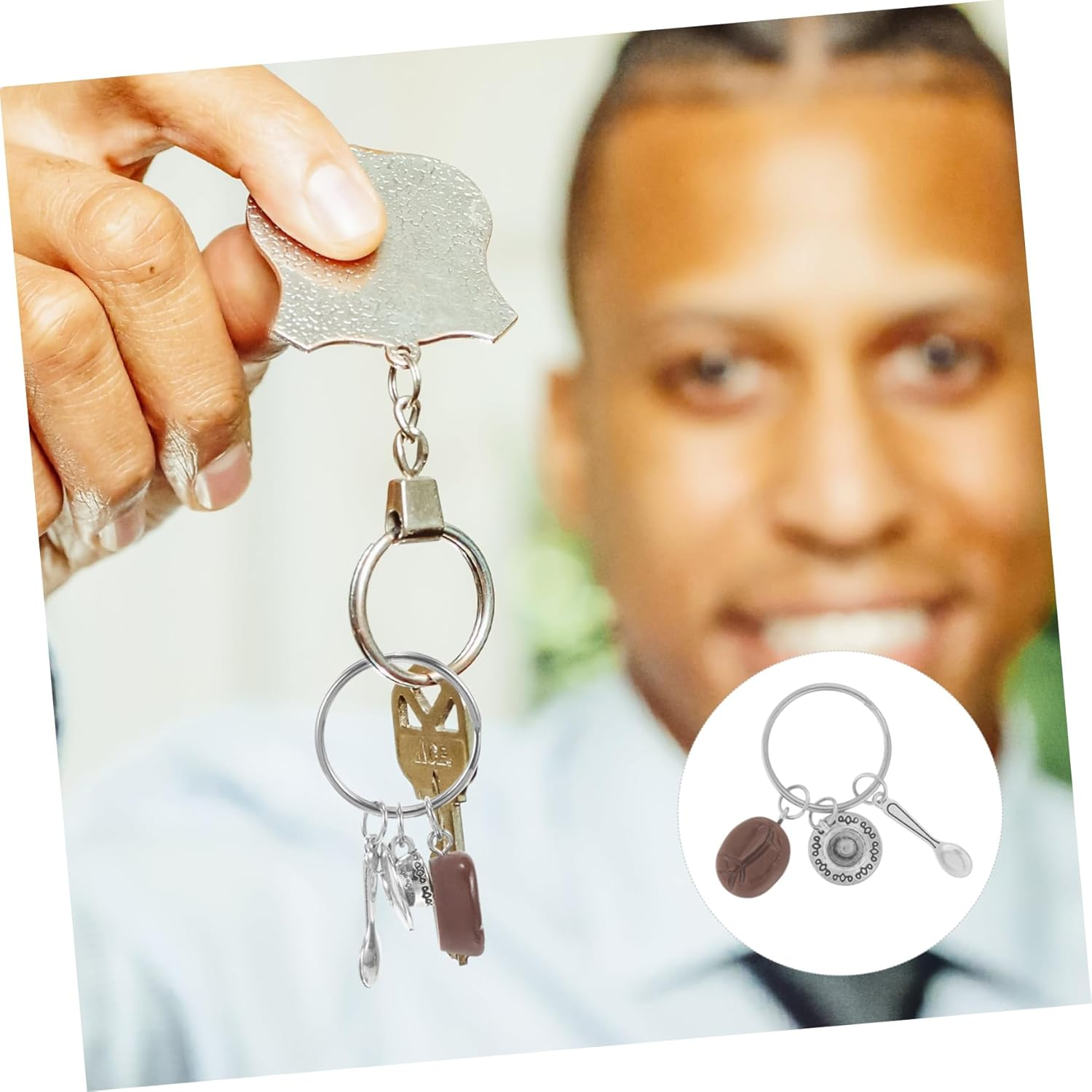 COLLBATH Cute Coffee Keychain Key Ring for Lovers Car Keychains Bag Hanging Ornament Lightweight image number 2