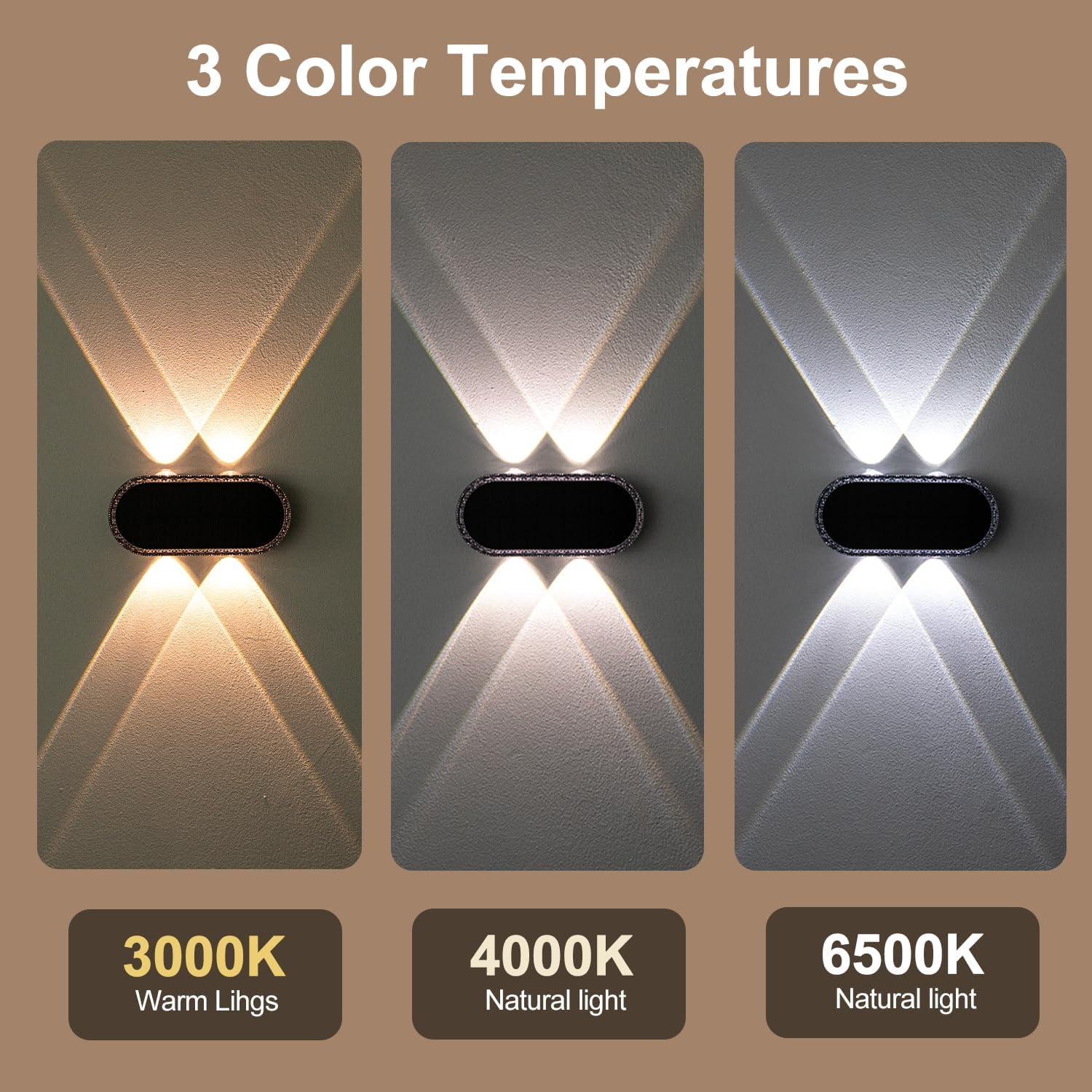 Ellasay Fence Lights Solar Powered: Outdoor LED Wall Lighting Dual Beam and 3 Color Modes IP65 Waterproof 12H Long Lasting Easy Mount for Garden Patio Backyard 4 Pack image number 5