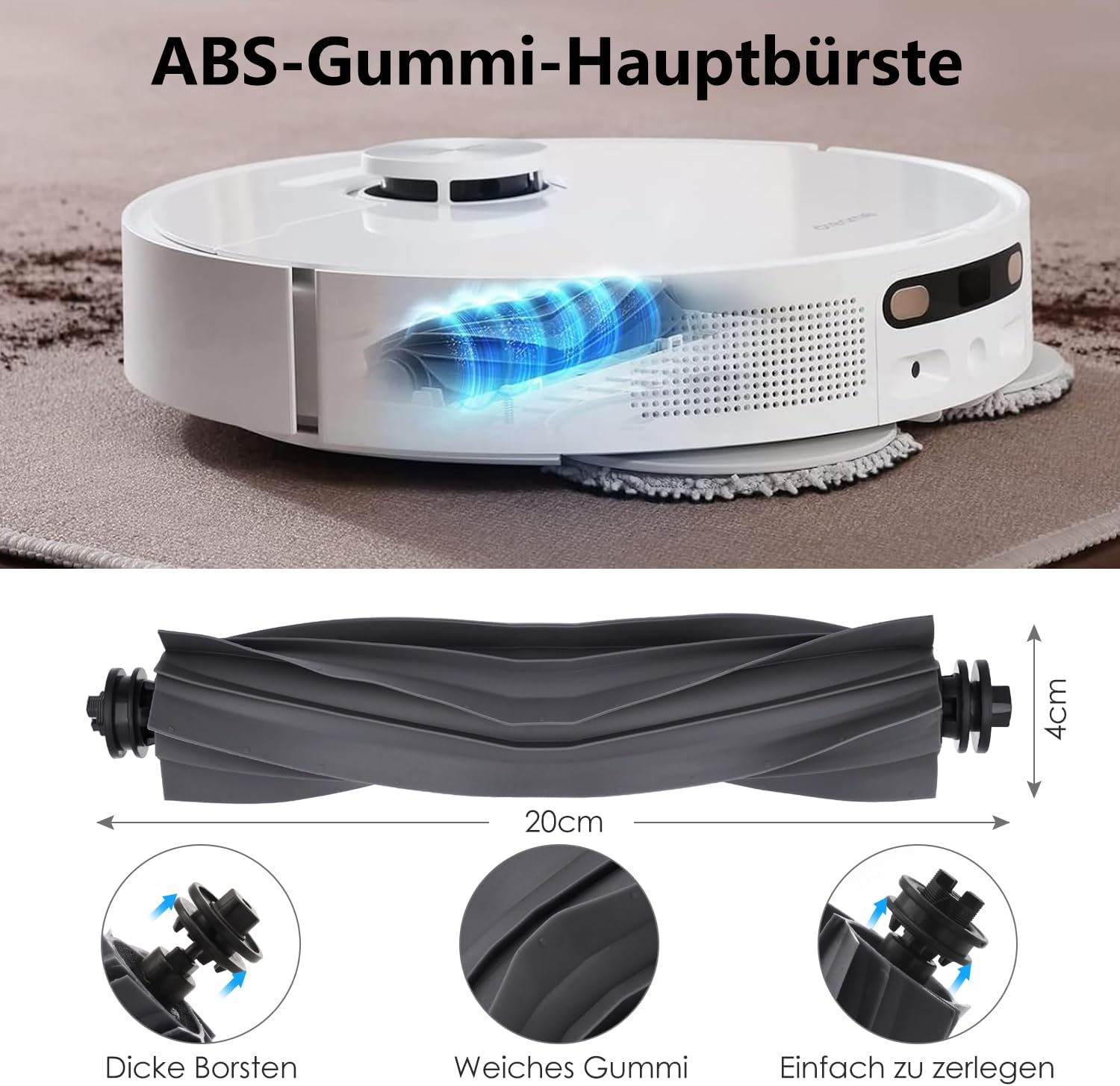 Accessory Set for Dreame L10S Pro Ultra Heat Robot Vacuum Cleaner, Saprdii 6 Dust Bags, 6 Mop Wipes, 1 Main Brush, 2 Filters, 6 Side Brushes, Replacement Parts Robot Vacuum Cleaner Accessories image number 6