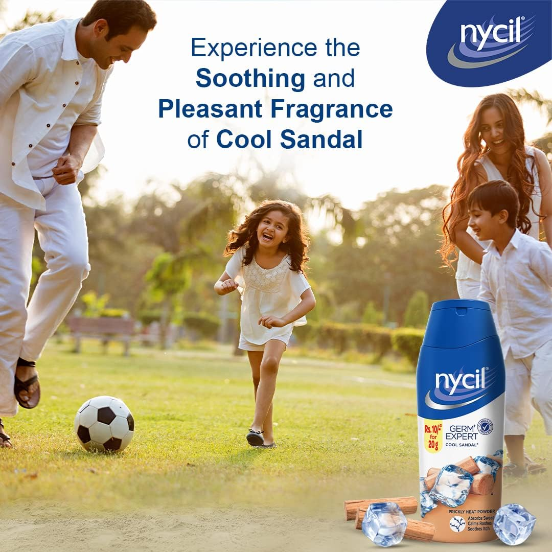 Nycil Germ Expert Prickly Heat Powder, 150Gm+50Gm Assorted Fragrances (Cool Sandal) with Bringa Cleanser Trial Pack image number 1
