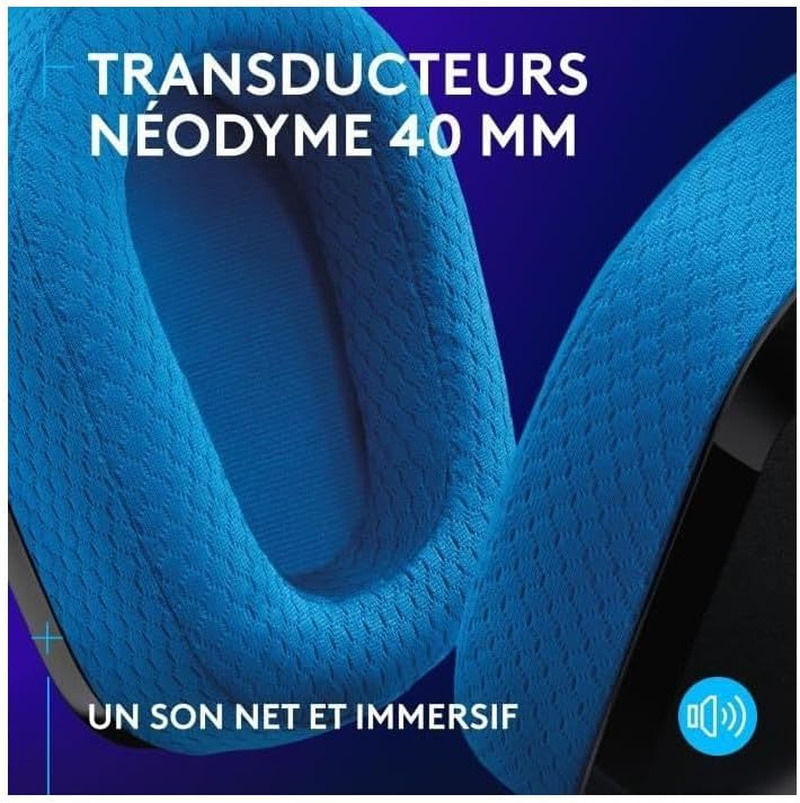 Logitech G G535 Lightspeed Wireless Gaming Headset - Lightweight Over-Ear Headset, Micro Flip-Up Sound Disable Function, 33 Hours of Battery Life, PS5, PS4, PC, USB-C Rechargeable - Black/Blue image number 1