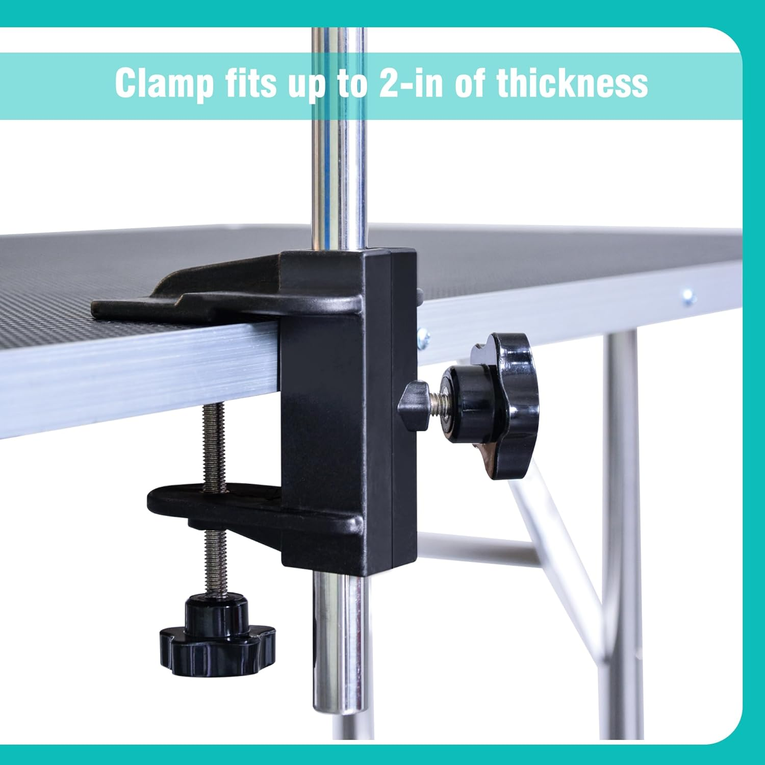 SHELANDY Dog Pet Grooming Table Hair Dryer Stand Hose Tube Holder Hands-Free Stainless Steel Groomers Adjustable Third Arm with Clamp image number 3