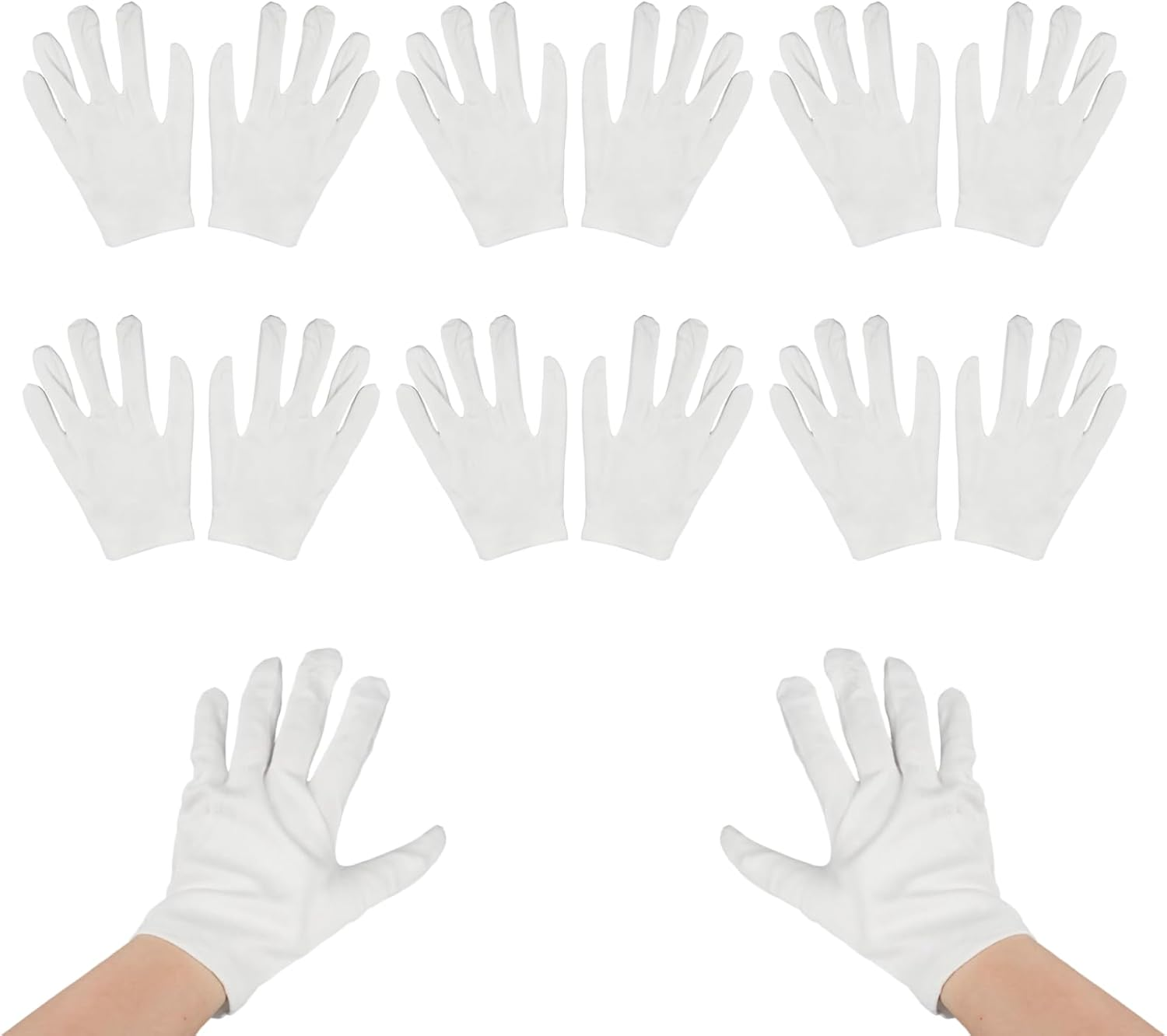 12 Pcs Gloves White Cotton Gloves &ndash; 22Cm Stretch Gloves for Spa/Jewelry Handling (One Size) image number 2
