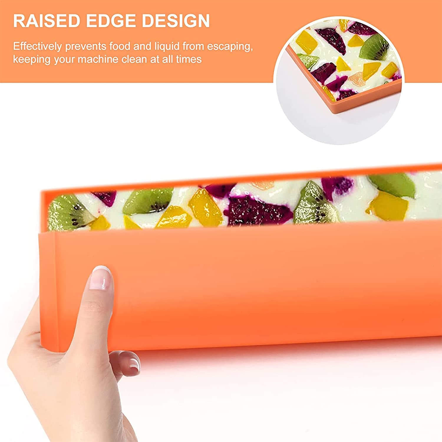 Silicone Dehydrator Sheets 5 Pieces with Edge for Liquid Fruit Leather Meat Vegetables Non-Stick Dehydrator Trays with Silicone Scraper image number 1