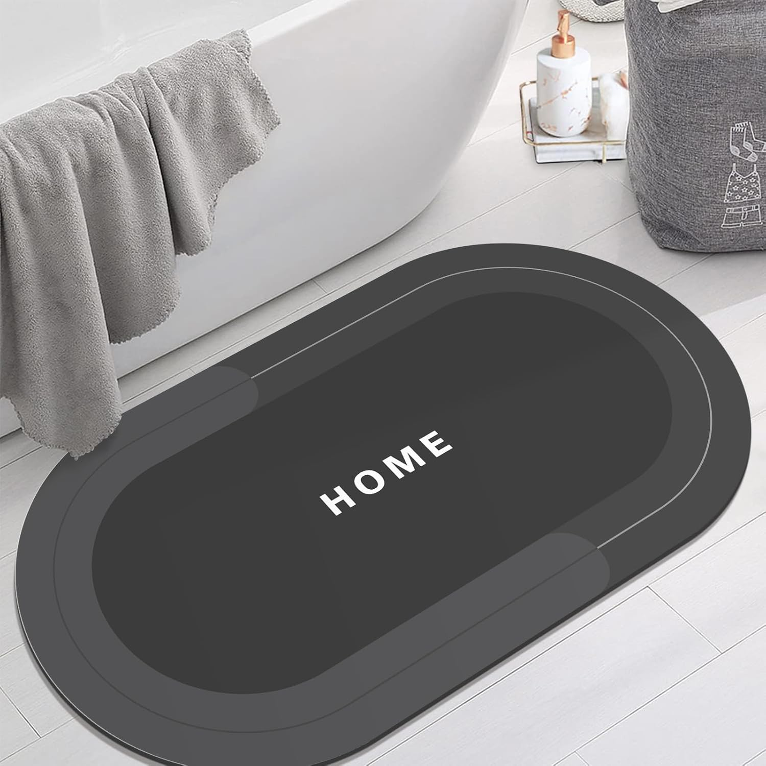 Bath Mat Rugs Non Slip Quick Dry Bathroom Mats Super Absorbent Rubber Bath Mats for Bathroom Floor (Dark Grey, 40 X 60 Cm) image number 5