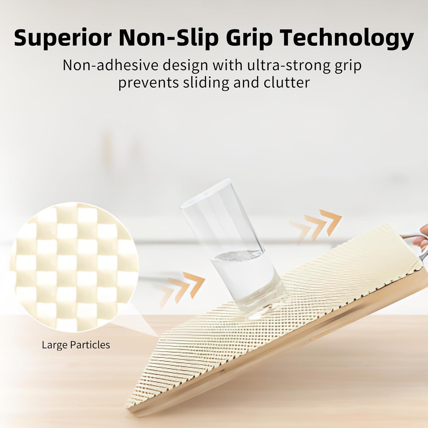 Non-Slip Drawer Liner & Shelf Liners - 40X500Cm PVC Kitchen Cupboard Draw Liners with Large Particles, Beige anti Slip Grip Mat for Cabinet, Wardrobe, Cushioned Protection with Airflow Design image number 2