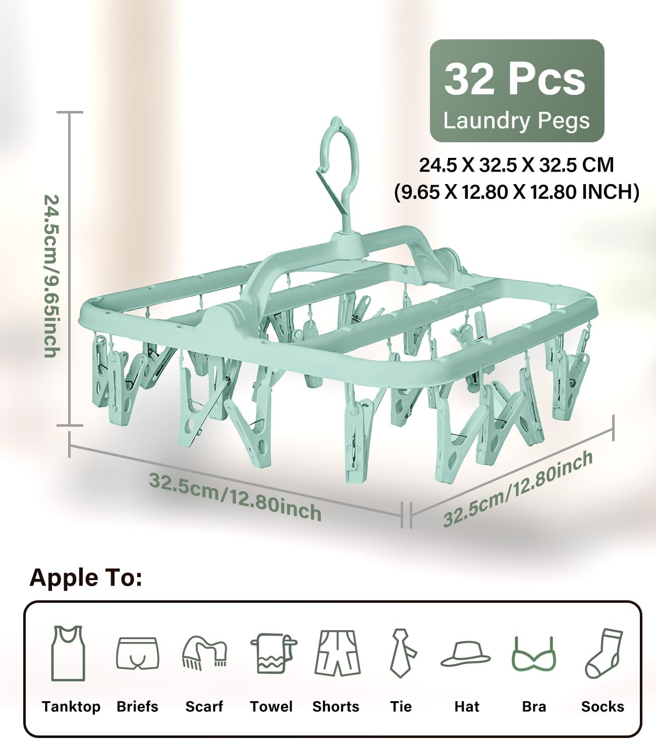 2Pack Clothes Drying Hanger - 32 Clips Folding Laundry Hanger with Drip Foldable Hanging Rack for Sock, Drying Bras, Lingerie, Clothes, Towels, Scarves, Underwear Hanger for Washing Line image number 3