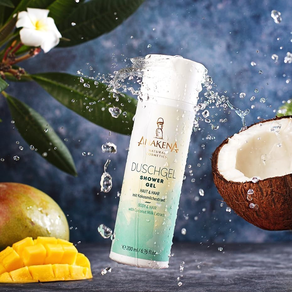 ANAKENA Natural Cosmetics - Natural Cosmetics - Shower Gel for Skin and Hair, Tropical Fragrance, with Coconut Milk Extract, Vegan, No Microplastics, 200 Ml, Women and Men image number 5