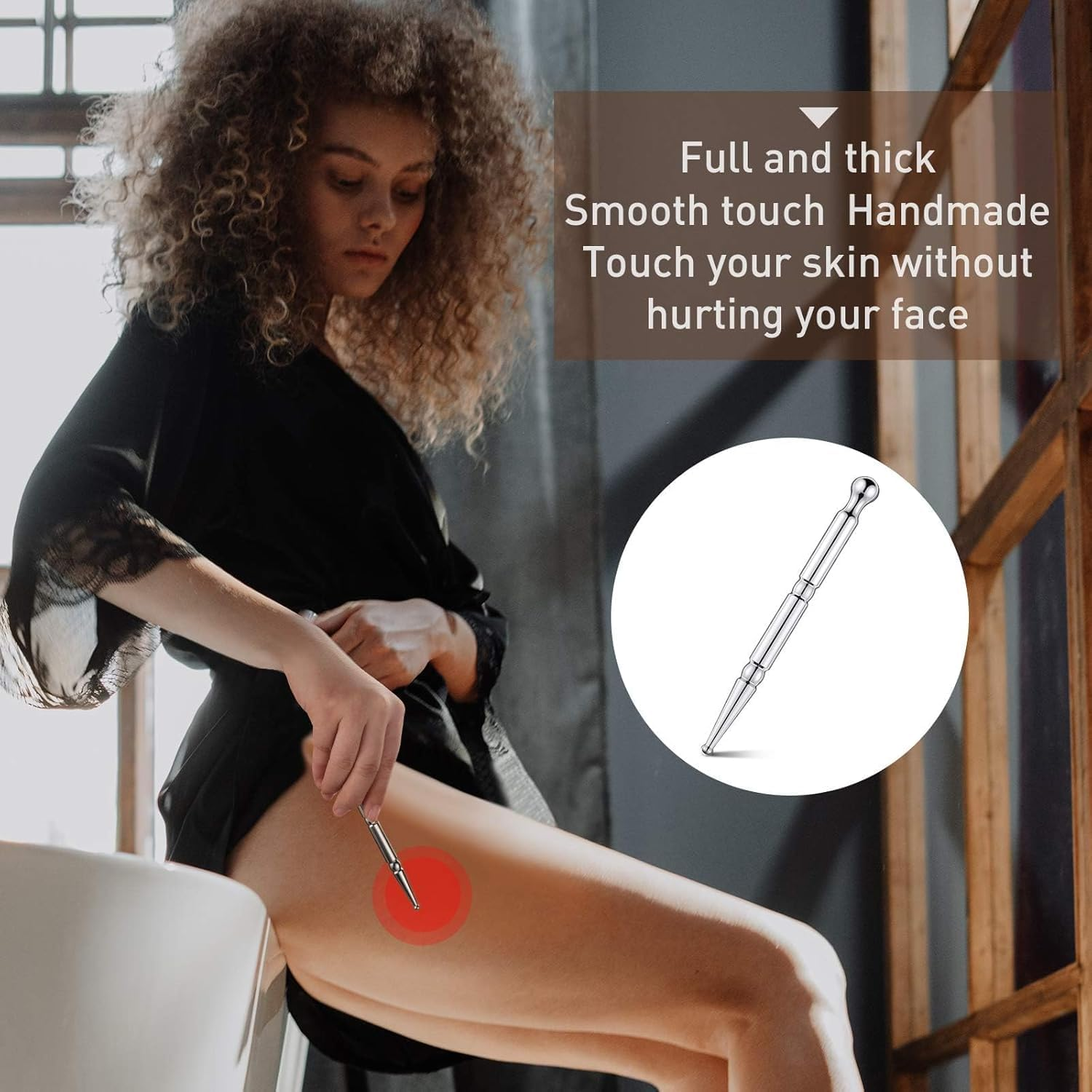 1Pc Dual Head Reflexology Acupuncture Pen,Facial Reflexology Massage Pen Stainless Steel Manual Acupuncture Pen,Stainless Steel Dual Head Body Point Probe Pen,Stainless Steel Auricular Point Probe Pen image number 2