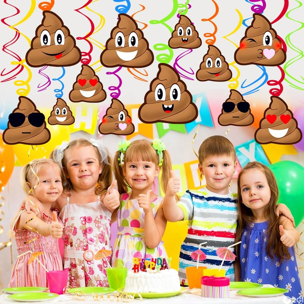 Emoji Birthday Party Decorations 30Pcs Emoji Hanging Swirl, Emoji Streamers, Emoji Party Decorations, Poop Emoji Party Supplies image number 2