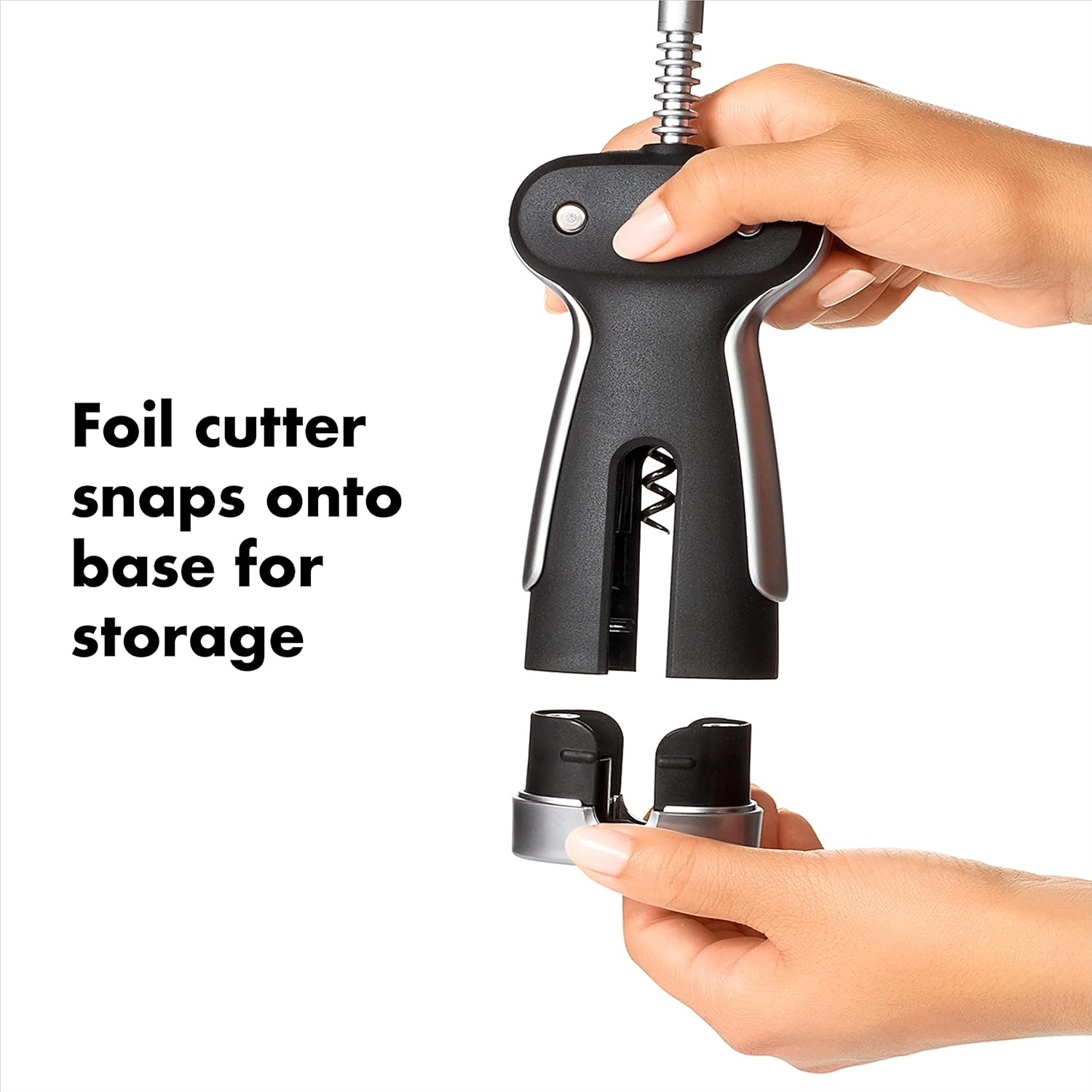 OXO Good Grips Steel Corkscrew with Removable Cutter 10.67 Cm*6.86 Cm*6.86 Cm Black image number 3