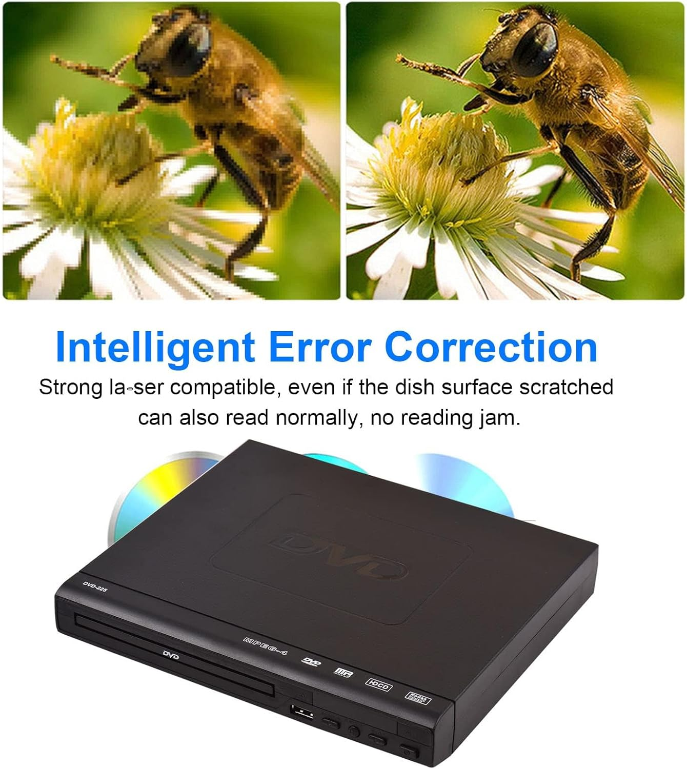 DVD Players for TV with HDMI, CD Player with USB Port Play All Regions, Simple DVD Player for Elderly, CD Player for Home Stereo System, HDMI RCA Cable Included