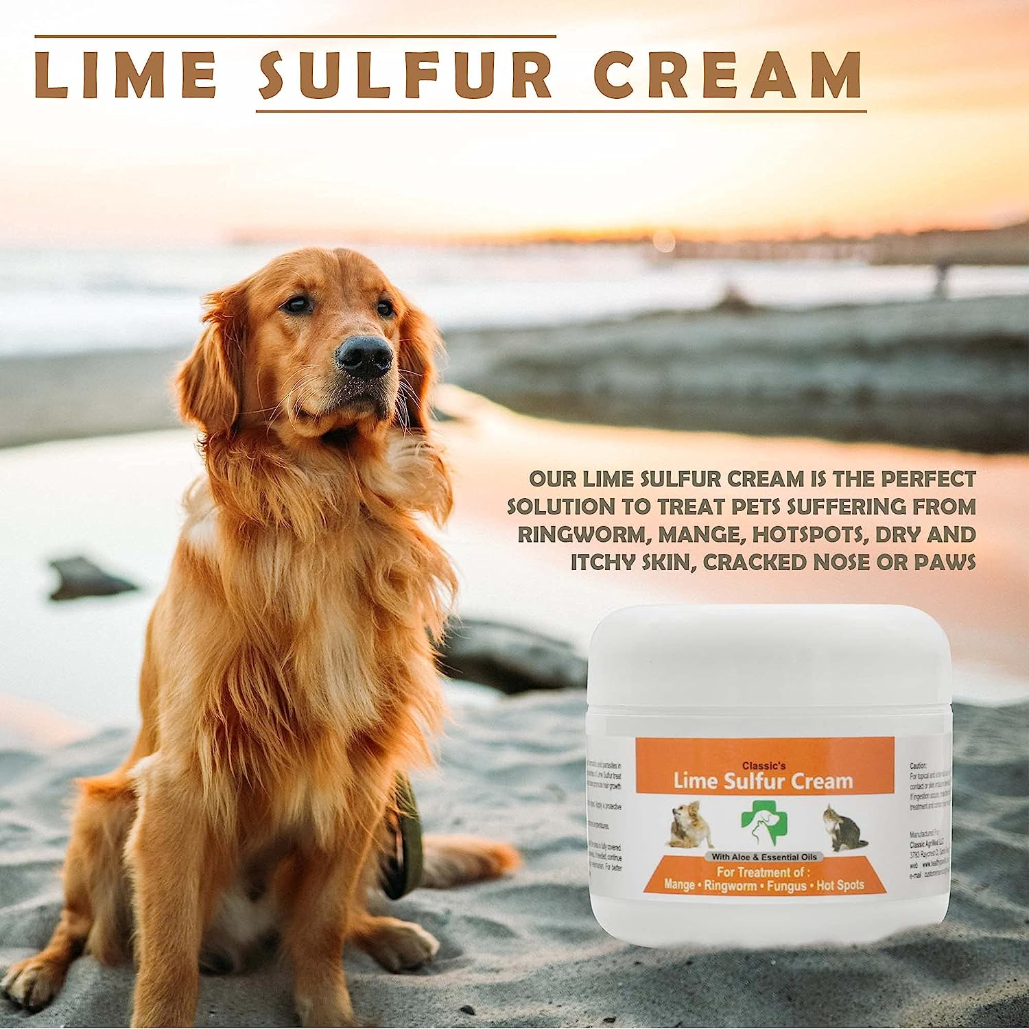 Healthy Paw Life Lime Sulfur Cream for Pets, Natural Skin Care with Aloe and Essential Oils, Treatment for Mange, Ringworm and Hot Spots (4 Oz (116 G)) image number 1