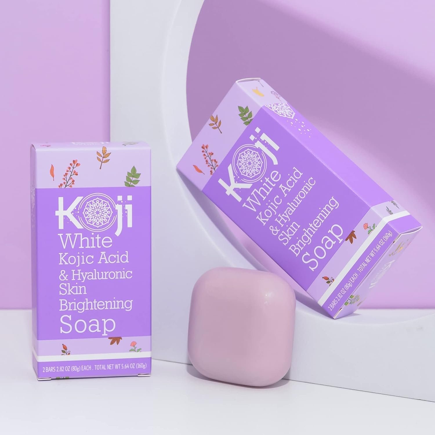 Koji White Kojic Acid & Hyaluronic Acid Skin Brightening Soap for Hydrating, Face Moisturizer, Skin Radiant, Cleansing Bar, Reduces the Appearance of Wrinkles with Vitamin E, Vegan, 2.82 Oz (2 Bars) image number 3