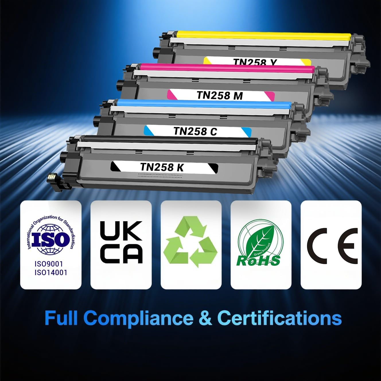 Coralink TN258 Toner Cartridge Compatible for Brother Replacement 258XL Work with MFC-L3760CDW MFC-L3755CDW HL-L8240CDW HL-L3280CDW HL-L3240CDW DCP-L3560CDW DCP-L3520CDW Color Laser Printer (4 Pack) image number 2