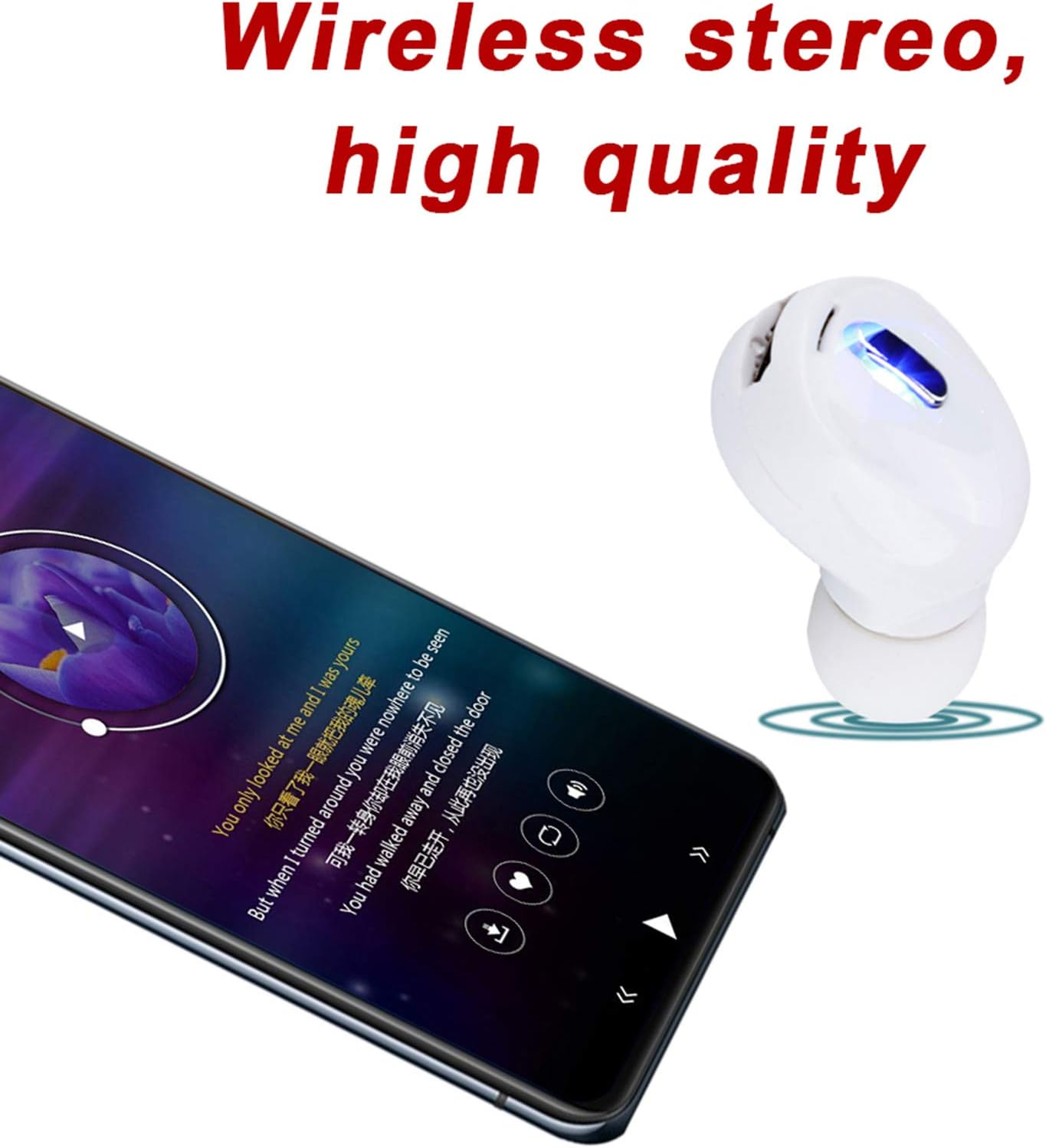 VBESTLIFE Wireless In-Ear Earbuds, Mini Single Ear Sports Bluetooth Headset Universal Earbud Earphones for Fitness/Leisure/Driving/Office (White)