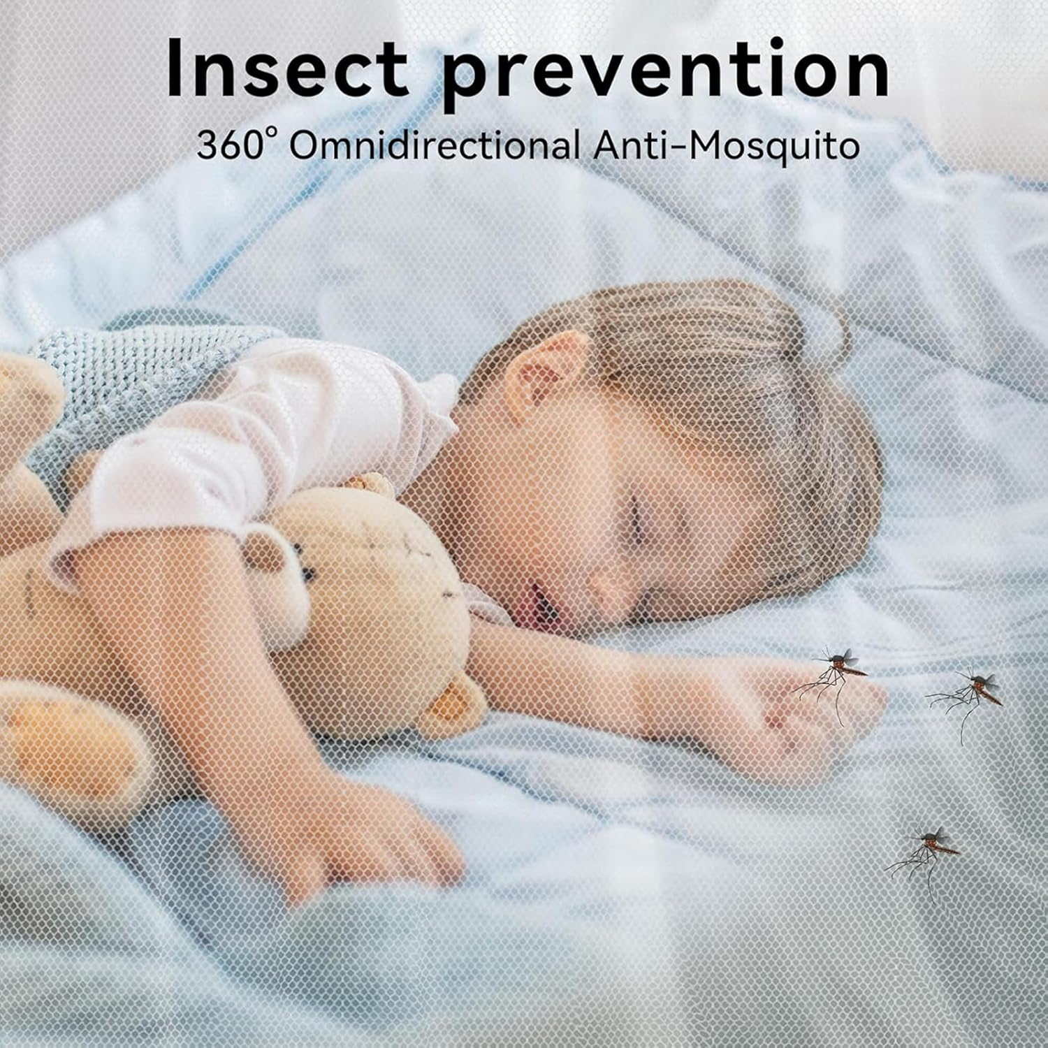 Premium Mosquito Net for Bed, White Mesh Canopy Netting, Single Side Opening, Queen and King Size, for Bedroom, Camping, Travel, Insect Protection (W1.8M&times;L2M&times;H1.6M) image number 3