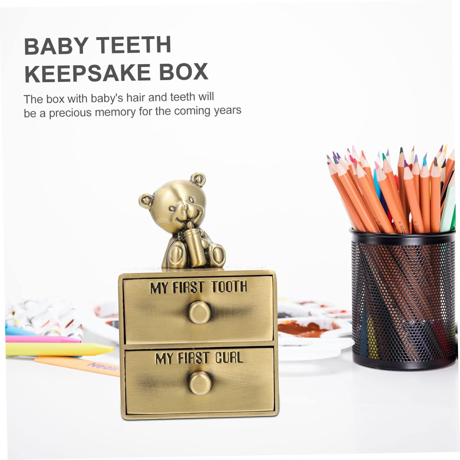 Yardwe Baby Teeth Organizer and Deciduous Tooth Storage Box for Boys and Girls Sturdy Drawer-Style in Suitable for Infant Preservation and Collection image number 3