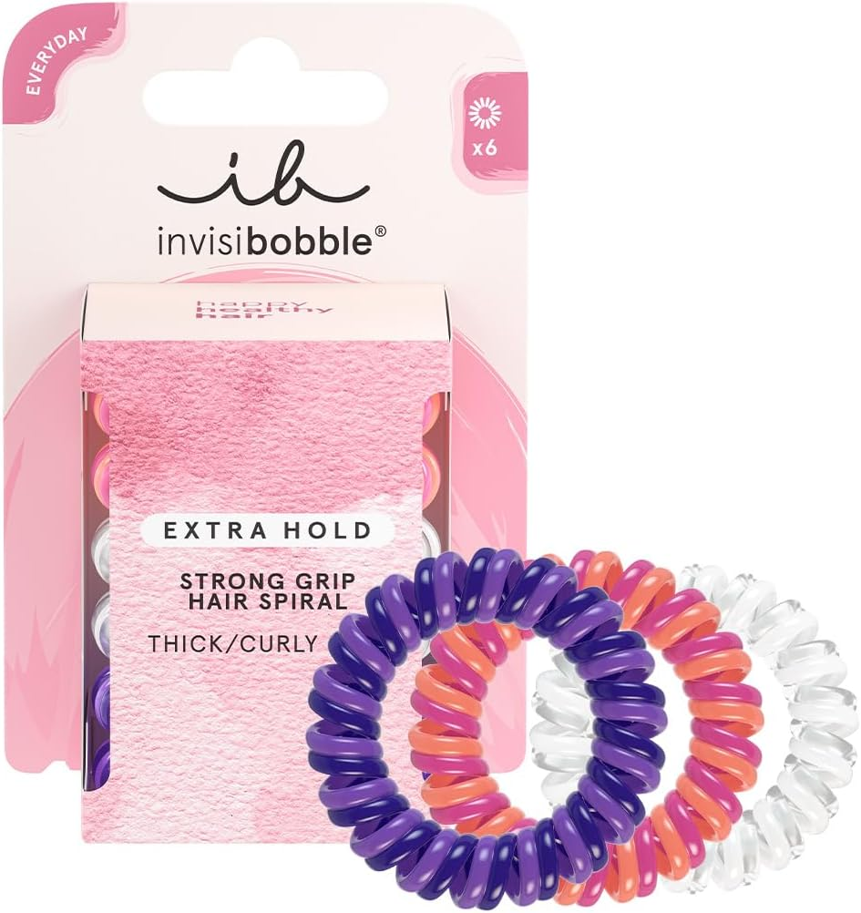 Invisibobble Original Extra Care Twirl Boss Spiral Hair Scrunchie Set, Purple & Red, Especially Gentle on Hair, against Hair Breakage and Split Ends, without Imprint, Pack of 6 image number 3