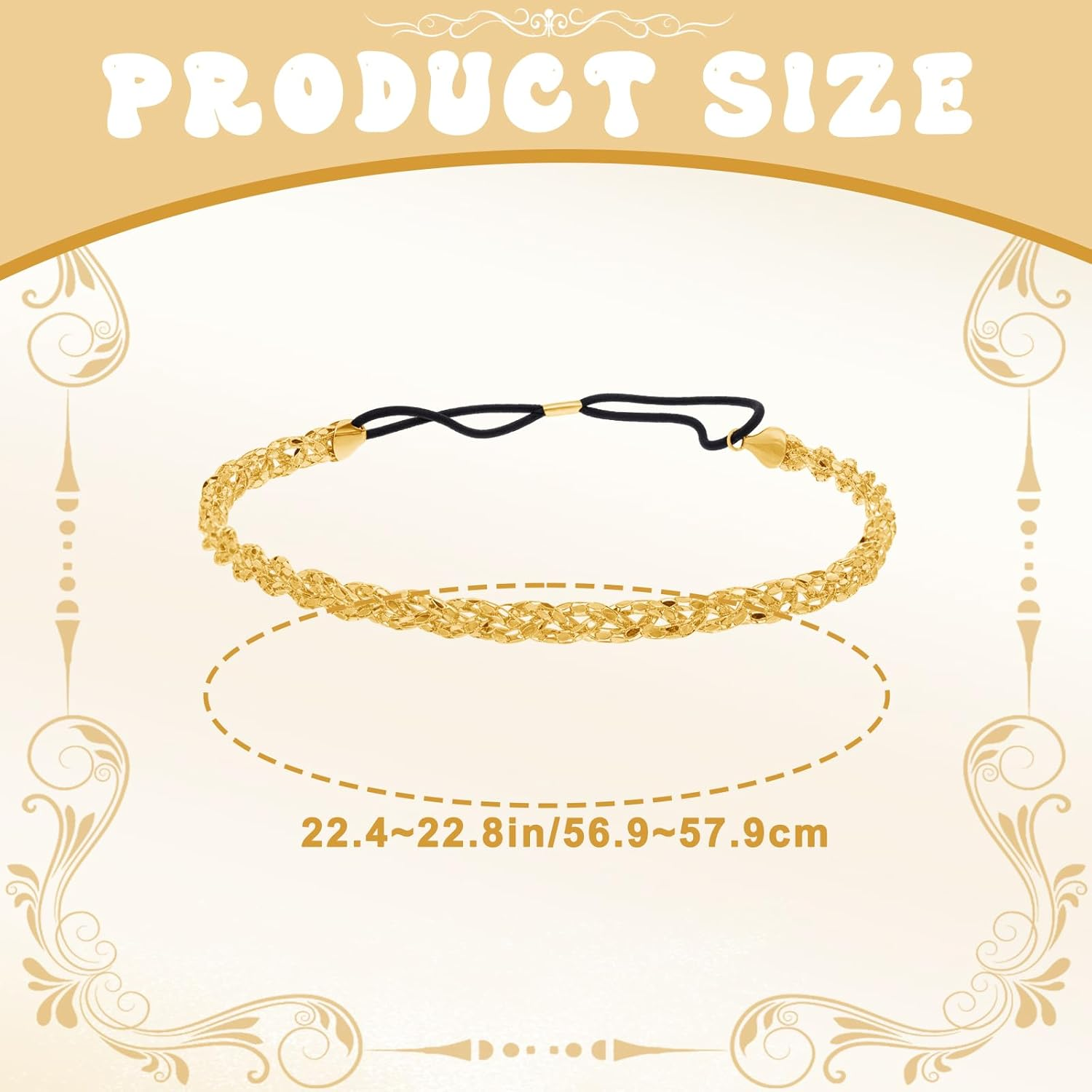 Gold Headband, Sparkly Elastic Metal Headband for Women Fashion Wedding Headpiece Jewelry Hair Accessories for Festival Prom Party image number 3