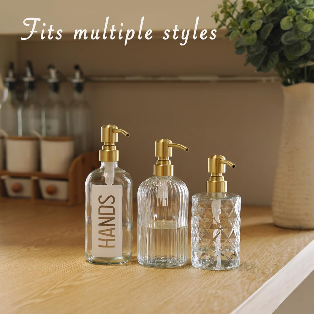 JASAI 2 Pack Royal Golded Soap Pump Replacement for Regular Mouth Soap Dispenser, Durable 304 Stainless Steel Rustproof Soap Pump for Hand Dish Soap Bottle. image number 4