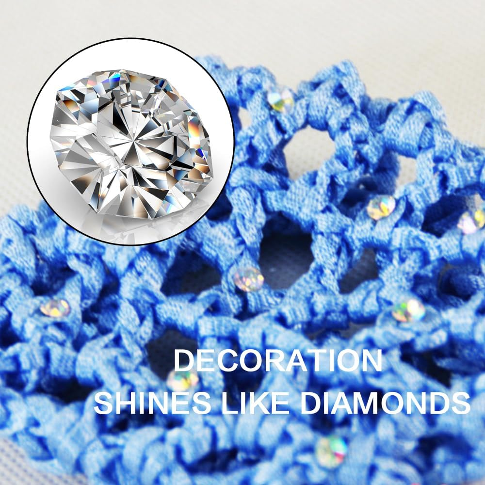 TSUOUKL Pack of 5, Net for Hair, Hair Nets Hairstyles, Hair Net, Hair Net, Bun Net, Ballet Bun Net, Crystal Hair Net, Bun Ballet Girl, Bun Glitter, Bun Nets (With Rhinestones)