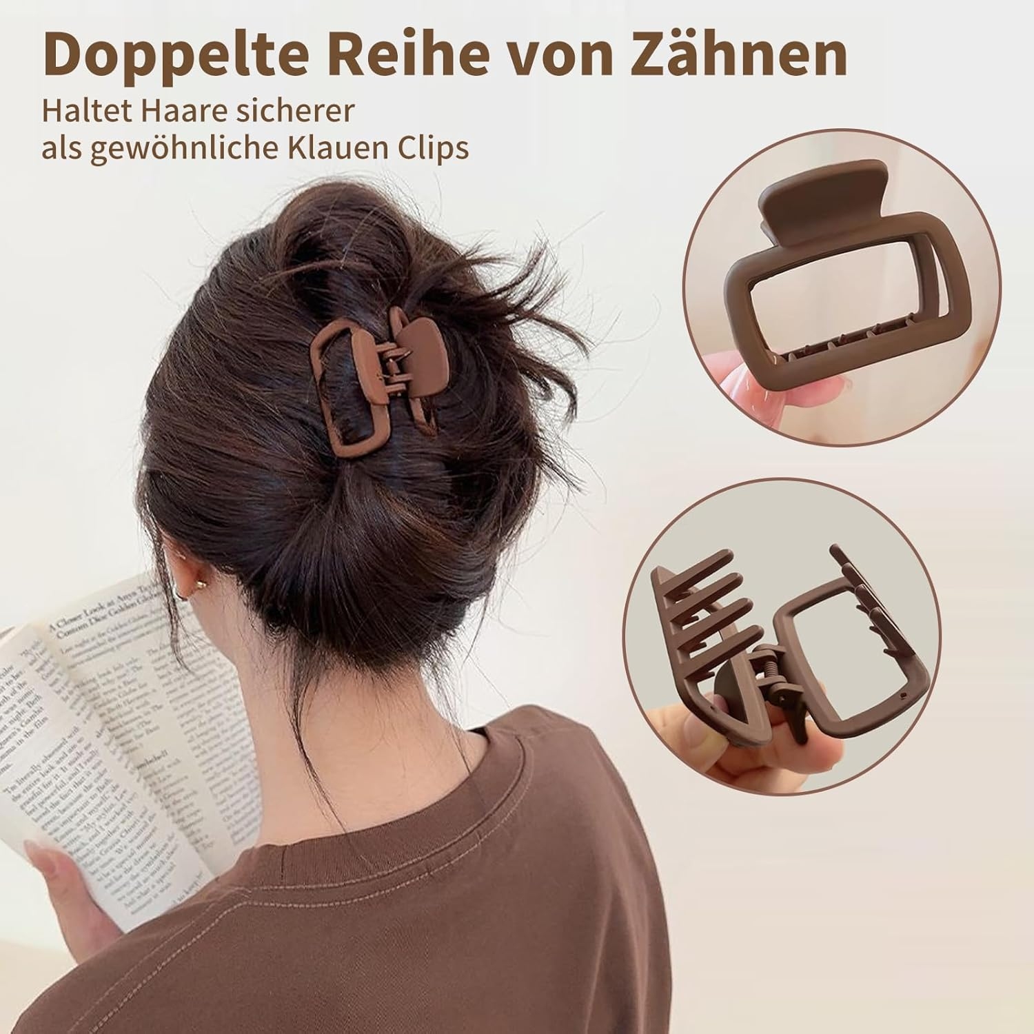 4-Piece Set Elegant Square Hair Clips, Matte Claw Clips, Non-Slip Design, Strong Hold, Hair Styling Accessories for Women and Girls image number 5