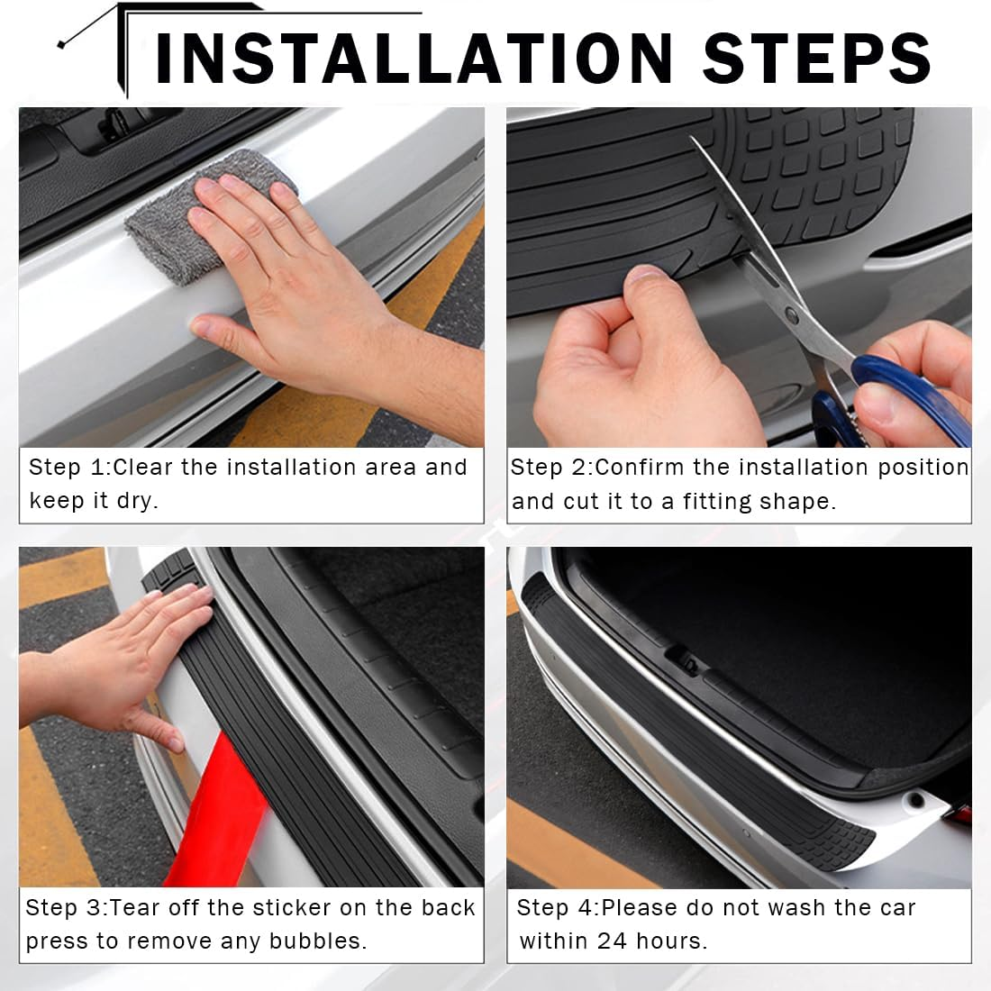 Car Rear Bumper Protector,Car Trunk Protection Strip,Rear Bumper Protector Guard Rubber,Universal Anti-Scratch Trunk Bumper Guard,For Most Car - Black-Sports image number 5