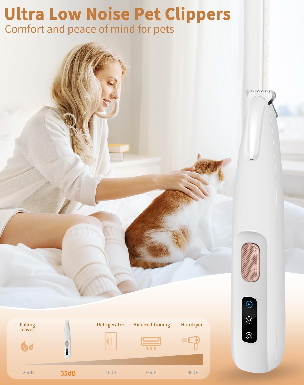 Saffory Paw Trimmer with LED Light, Ultra-Low Noise Saffory Dog Trimmer Grooming Kit with Replacement Blades, Waterproof Rechargeable Pet Hair Clippers for Small Dogs Cats Paws, Eyes, Ears, Face, Rump image number 2