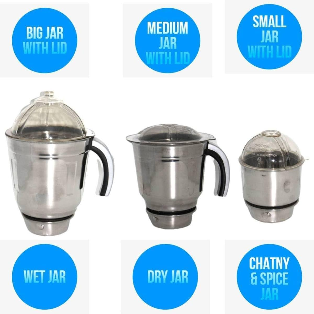 Kitchen King Indian Mixer Grinder 750 WT 3 Stainless Steel Jar 1 Year Motor Warranty (Sliver) image number 3