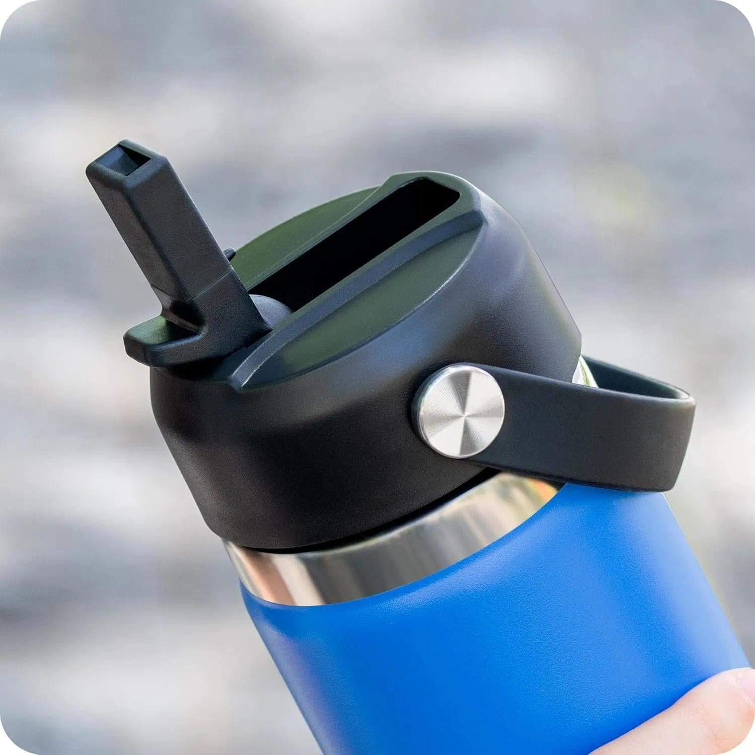 Damaill Straw Lid for Hydroflask, Lids with Straw for Hydroflask 12 16 18 20 32 40 64Oz Wide Mouth Water Bottles, Replacement Cap for Hydro Flask (Black) image number 3