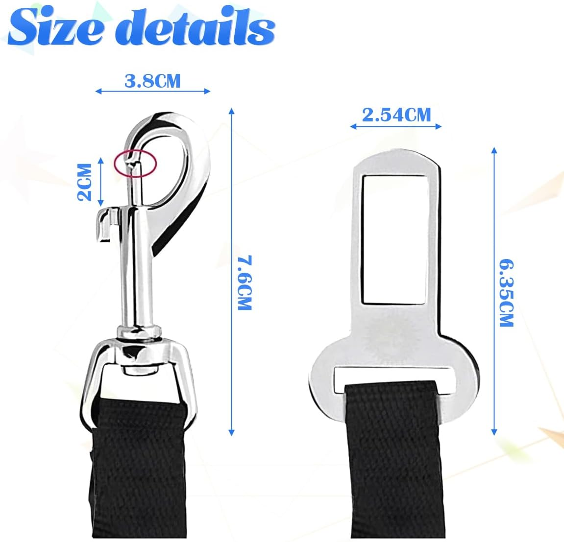 CGEAMDY 2 Pieces Dog Car Safety Seat Belt, Adjustable Dog Car Safety Belt with Universal Plug & Locking Bar, Dog Car Seat Belt Lead Restraint Harness Seatbelt Attachment Clip for Pet(Blue) - Red image number 4