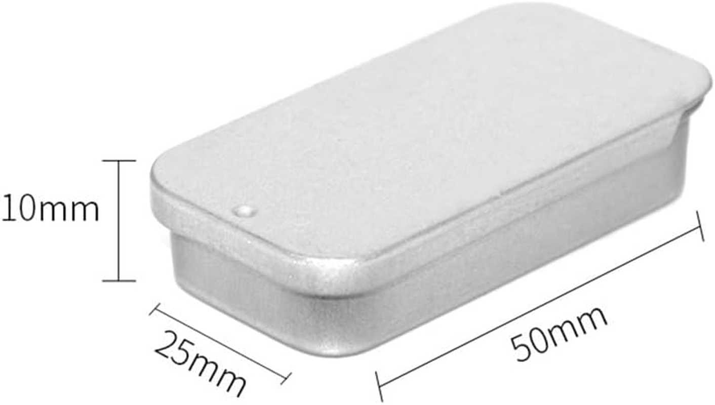 16Pcs Silver Small Slide Top Tin Lip Balm Tins with Lids Rectangular Metal Tins Containers for Lip Balm Candies Jewelry Crafts Storage Kit Pills Storage Kit image number 1