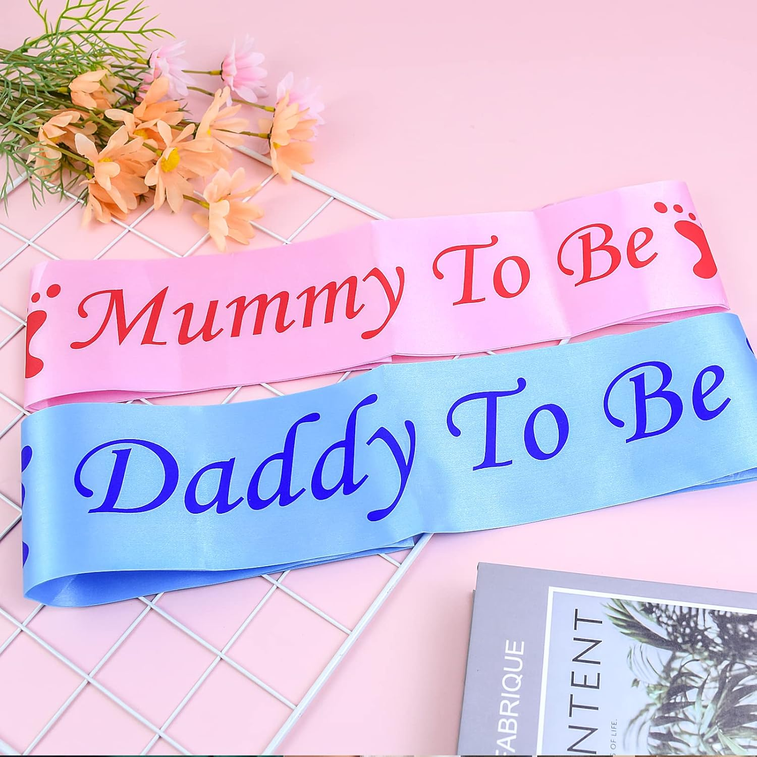 2PCS Mummy to Be Sash Pink Daddy to Be Sash Blue Mummy and Daddy to Be Sash Mum to Be Sash Baby Shower Sash Dad to Be Sash Party Decoration Supplies Baby Shower Sashes for Mum Family image number 5