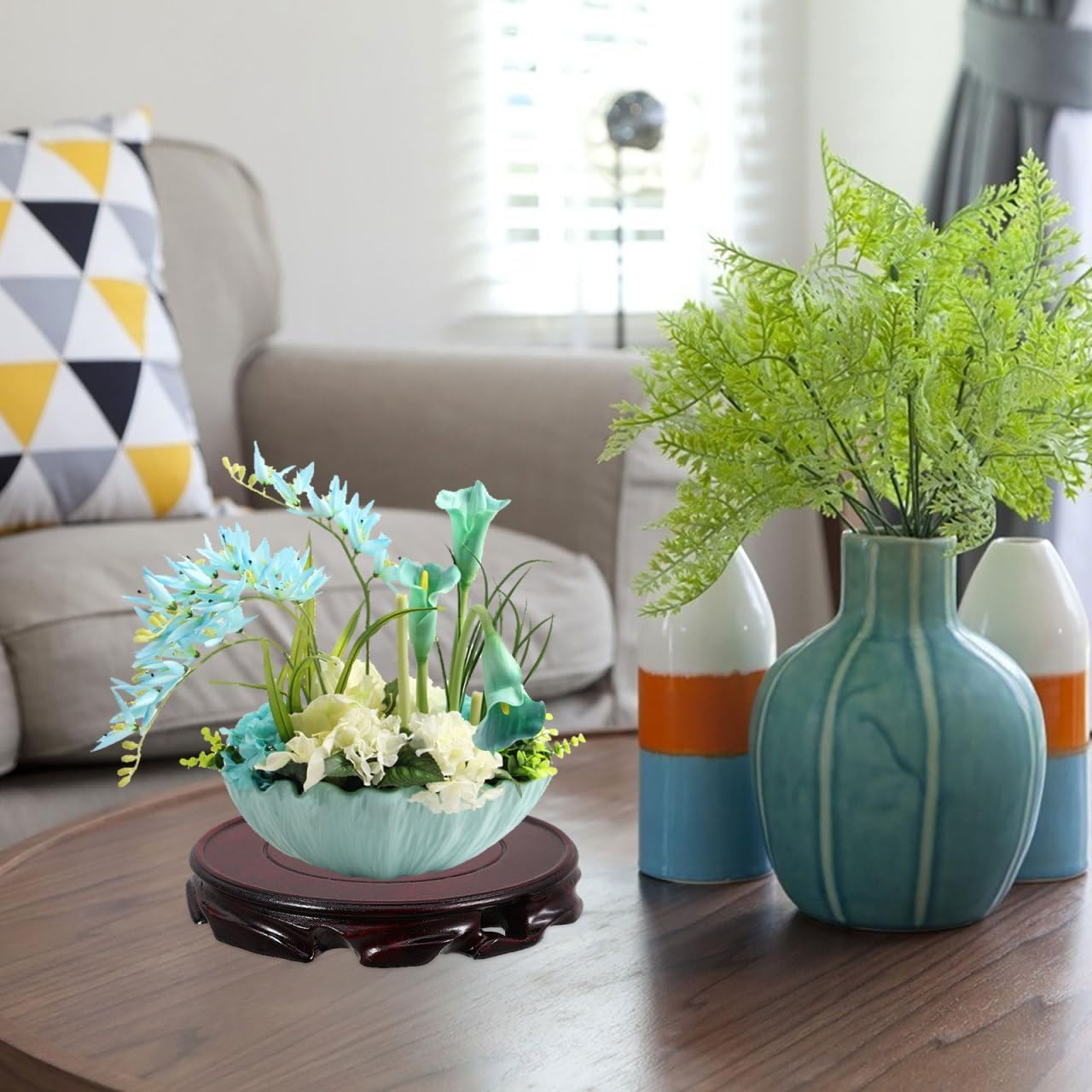 Luxshiny Traditional Chinese Black Vase Stand Wooden Display Stand Elegant Furniture Pedestal for Collectibles image number 1