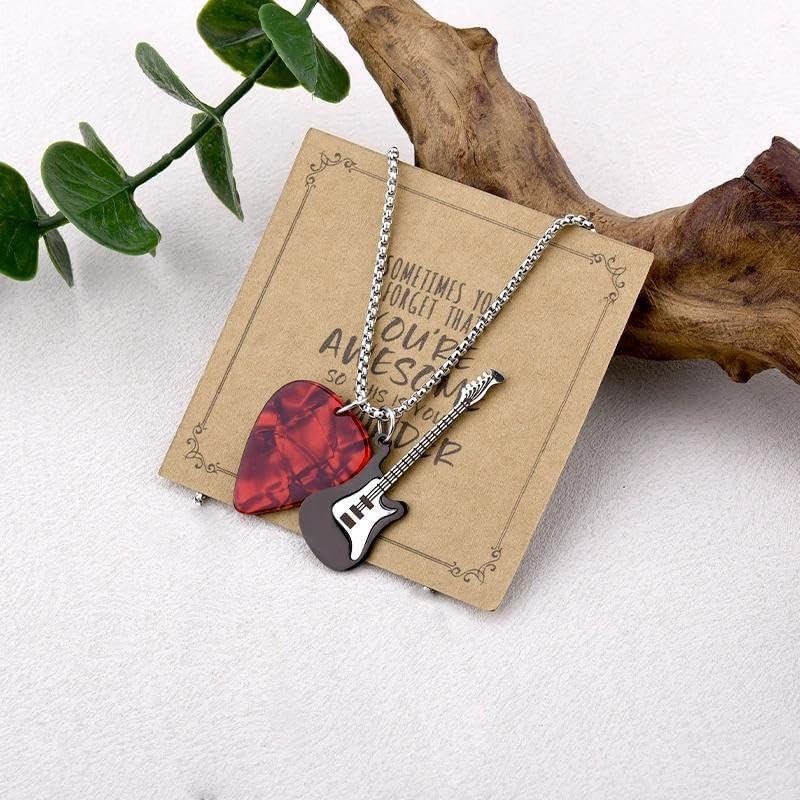 Guitar Pick Necklace for Women Men Friend Christmas Birthday Gifts for Music Lovers Guitarsic Necklace for Musician Guitarist Motivational Inspirational Gift Music Musical Necklaces image number 6