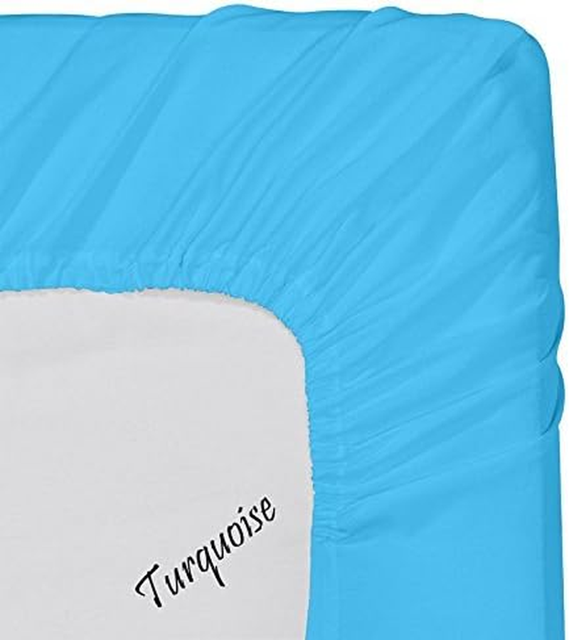 Hotel Luxury Bed Sheets Turquoise Solid 6 Pcs Queen Bed Sheet Set 100% Egyptian Cotton, Sateen Solid, 18 Inches Deep Pocket image number 3