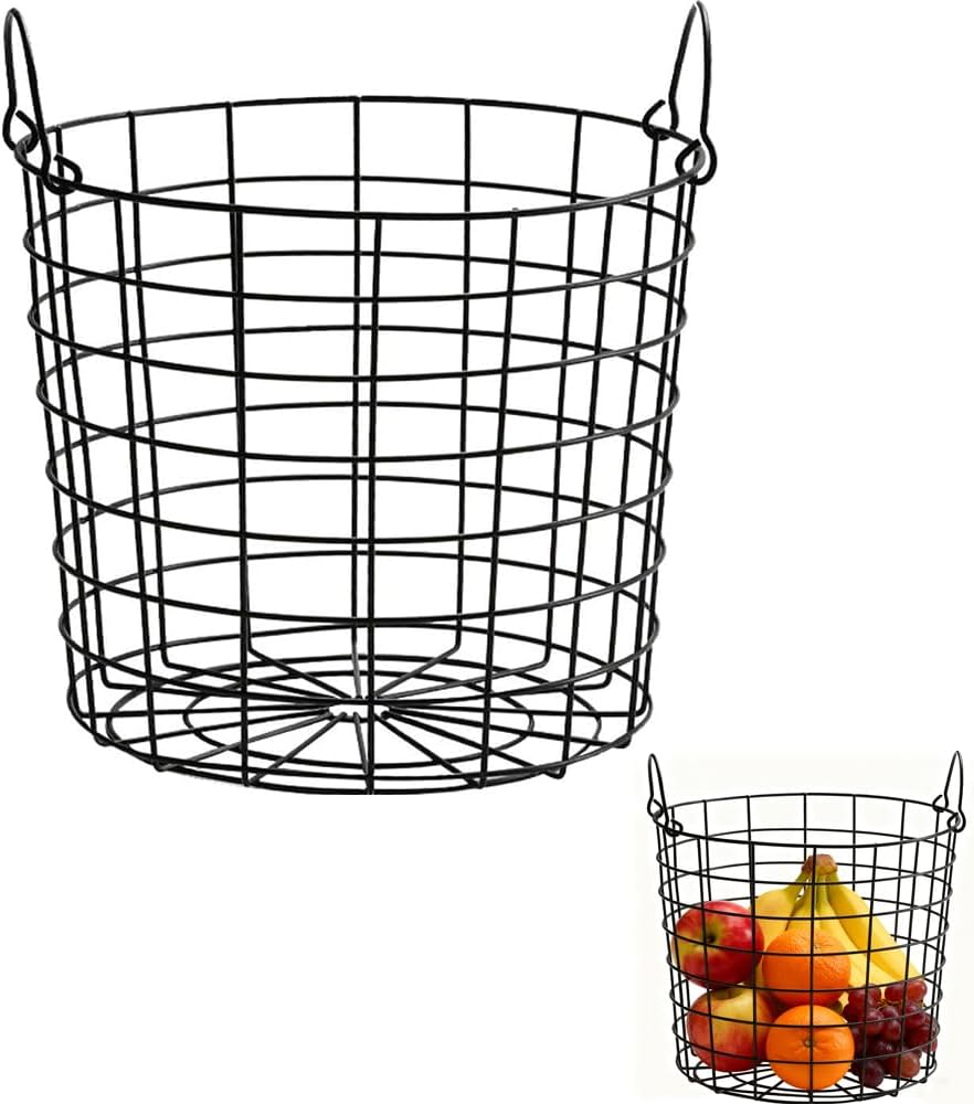 Wire Storage Basket with Handles, Metal Mesh Food Organizer for Kitchen Cabinets, Pantry & Laundry Room, Sturdy Iron Basket for Potato and Onion Storage, Compact Home Desktop Organizer for Sundries image number 3