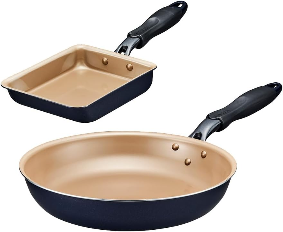 Evercook Frying Pan Set, 2-Piece Set, Gas Fire, Lightweight, Non-Stick Frying Pan, PFOA Free, Navy, Doshisha image number 3