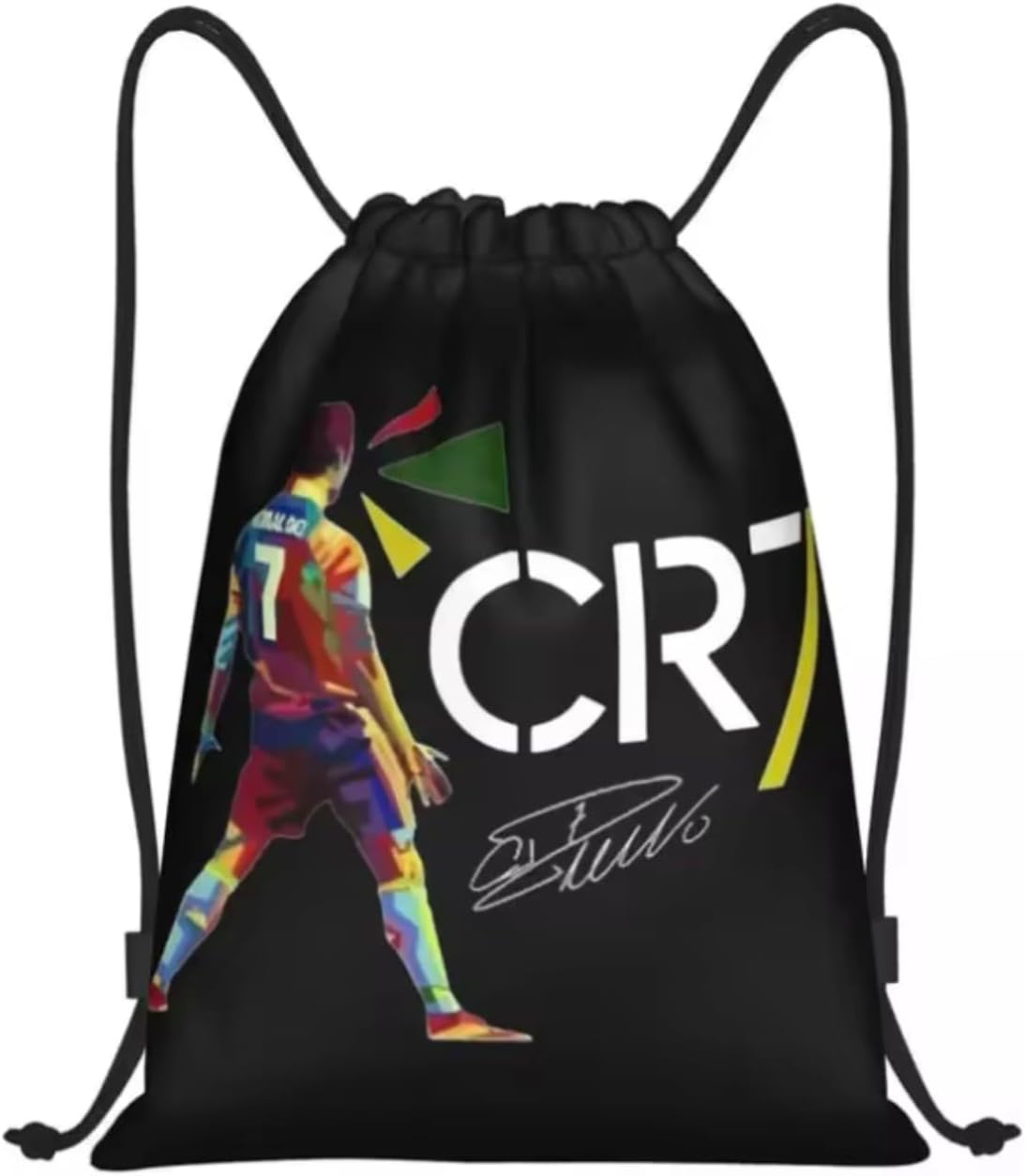EZB Football Legend Ronaldo CR7 Drawstring Bag | 36X30Cm Midi Sized Backpack | Multi-Use: Sports Kits, PE Kits, Gym, Lunch, Holiday, Beach, Soccer Pump Bag | CR7 Colourful Bag, Multicoloured, 36X30Cm image number 2