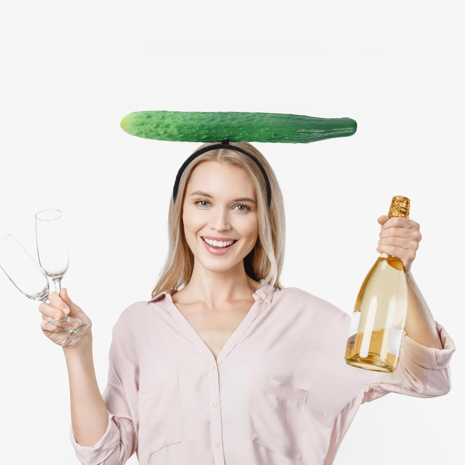 Beaupretty Vegetable Headband Funny Chinese Cucumber Headband 3D Makeup Headband Spa Hair Band Face Wash Headband Elastic Skin Care Head Wrap Hair Accessories image number 6