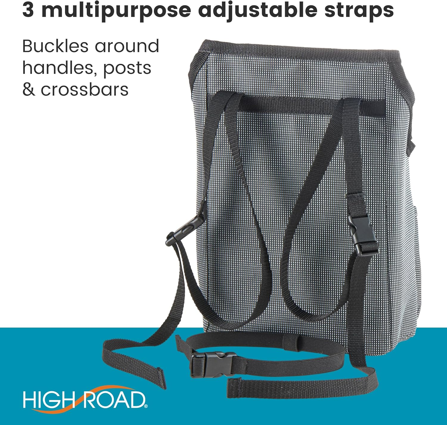 High Road Mobility Scooter Organizer, Compact Walker Bag and Wheelchair Side Bag with Easy Access Pockets for Adult Daily Living Needs (Gray Check) image number 3