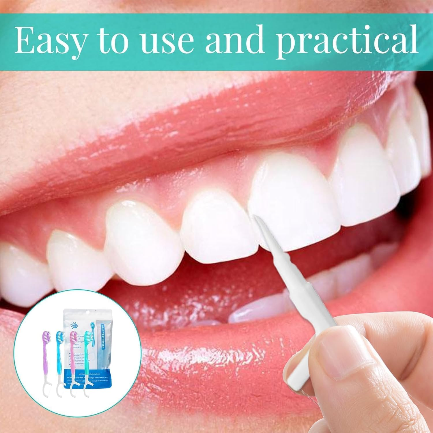 Disposable Toothbrush, 12Pcs Mini Toothbrush, 5-In-1 Disposable Toothbrushes Set with Freshening Bead, Floss, Pick, Tongue Scraper, Mini Travel Toothbrushes for Travel or Work image number 1