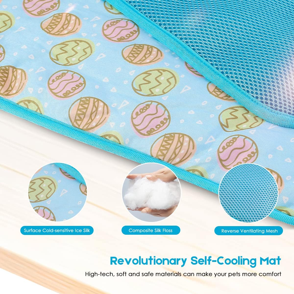 Cooling Mat, ONEJU Cooling Mat for Dogs and Cats, Medium Pet Cooling Mat 70X50 Cm 27.5X19.6 Inch, Cooling Pad for Dog, Blue image number 3
