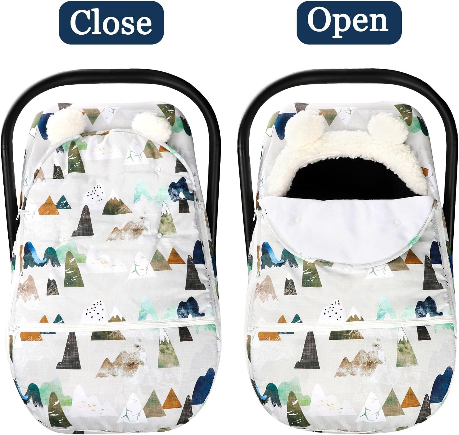 Car Seat Covers for Babies Winter, Flower Carseat Cover Girls, Zipped Cozy & Warm Cover, Universal, Ultra-Soft Breathable, Removable Design Infant Car Seat Canopy