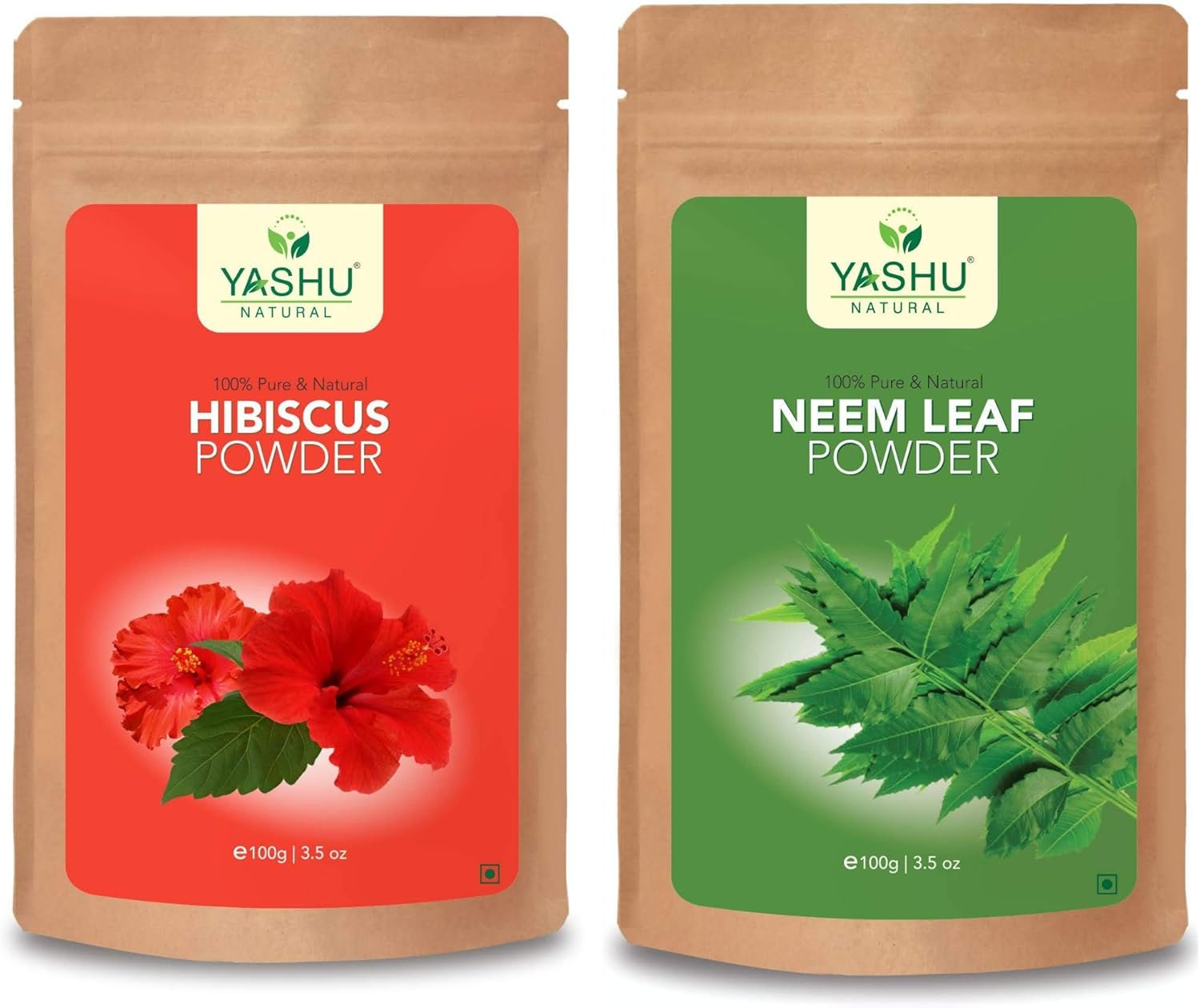 YASHU Pure & Natural Hibiscus & Neem Leaf Powder for Hair & Skin | Combo Pack for Dryness Care (200G) image number 5