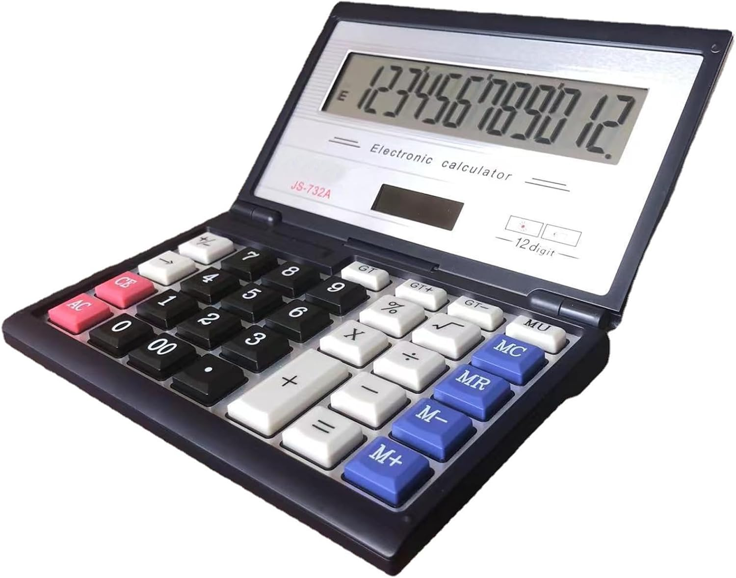 Maizoon Solar Dual Power Calculator with 12-Digit Display Large Screen Folding Flip Cover Big Button Portable Computing Tool for Finance Business Office and School image number 5